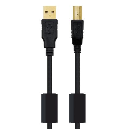 Nanocable Cable USB 2.0 Impresora con Ferrita, Tipo A/M a B/M, 5m, Negro